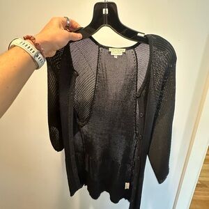 Elegant Black Sheer Cardigan